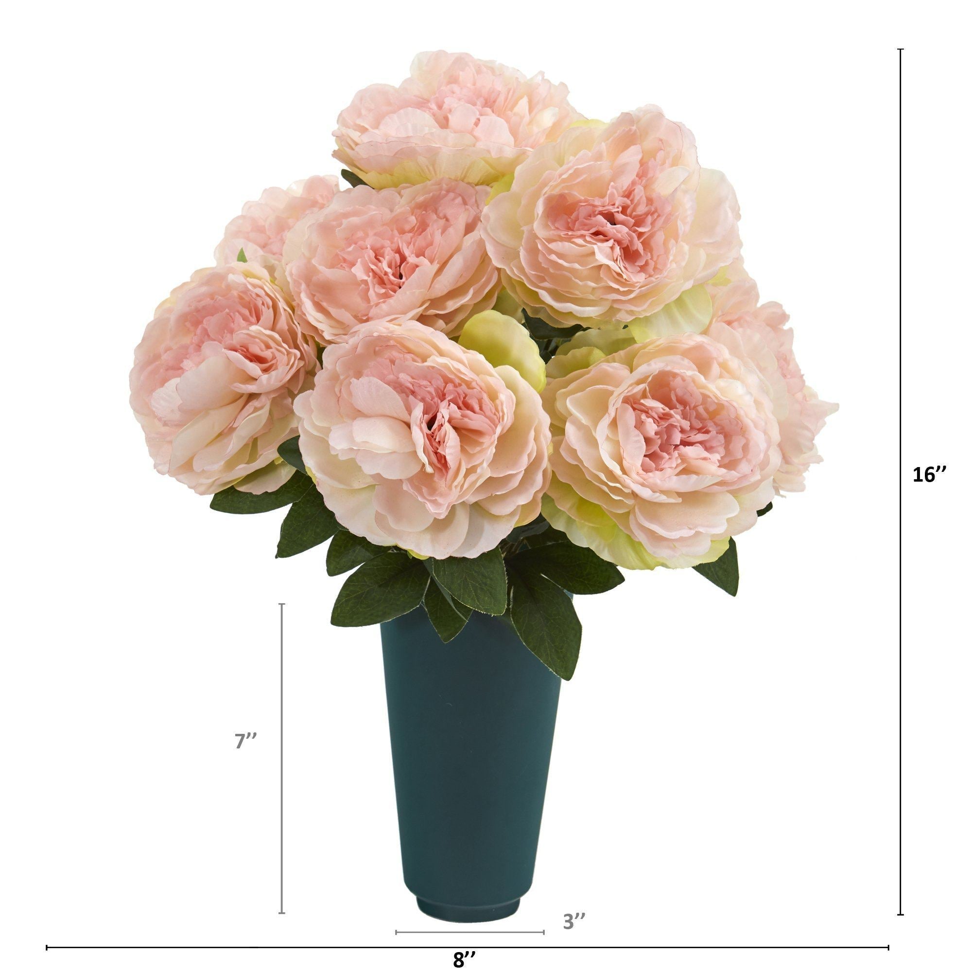 18” Peony Graveside Memorial Arrangement in Green Vase