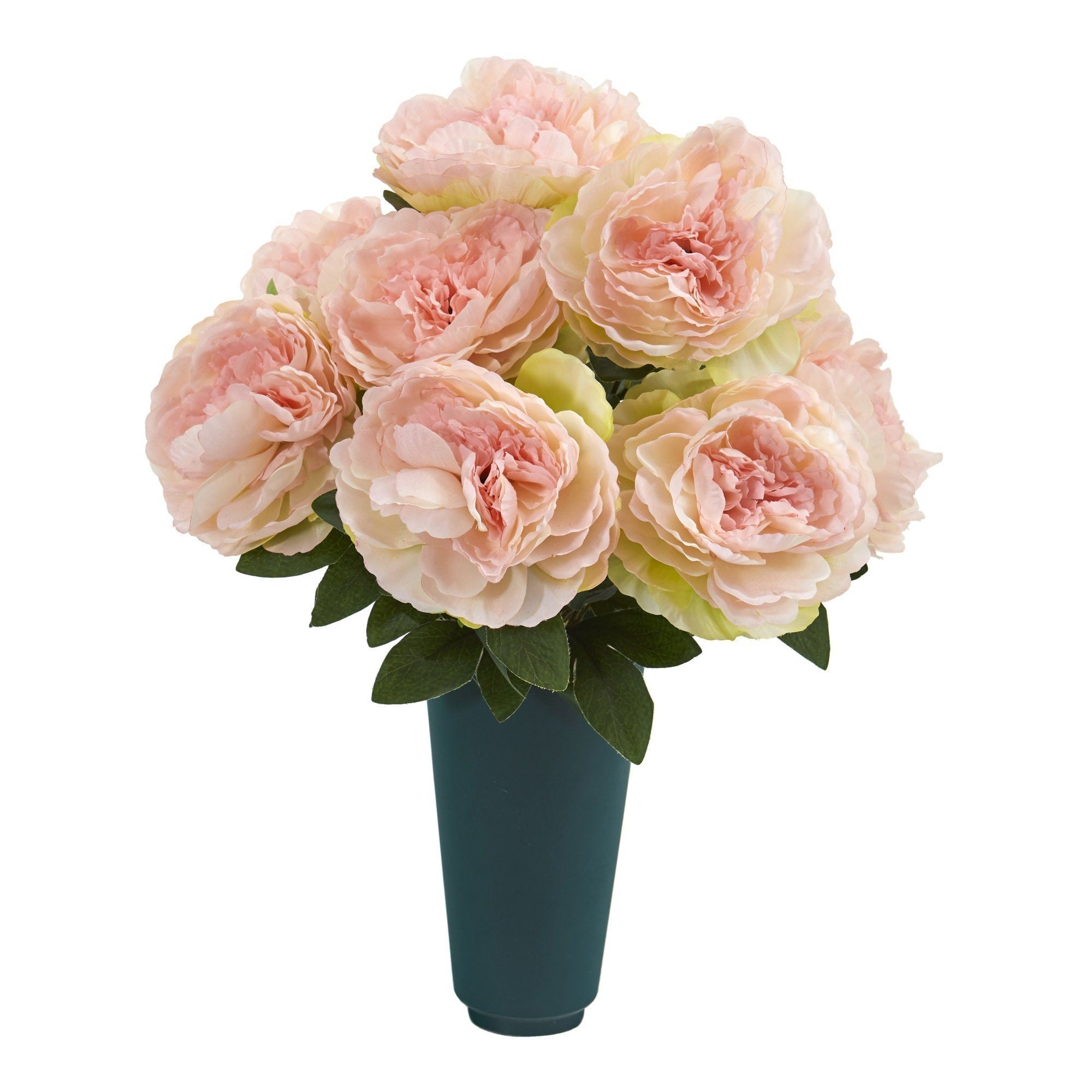 18” Peony Graveside Memorial Arrangement in Green Vase