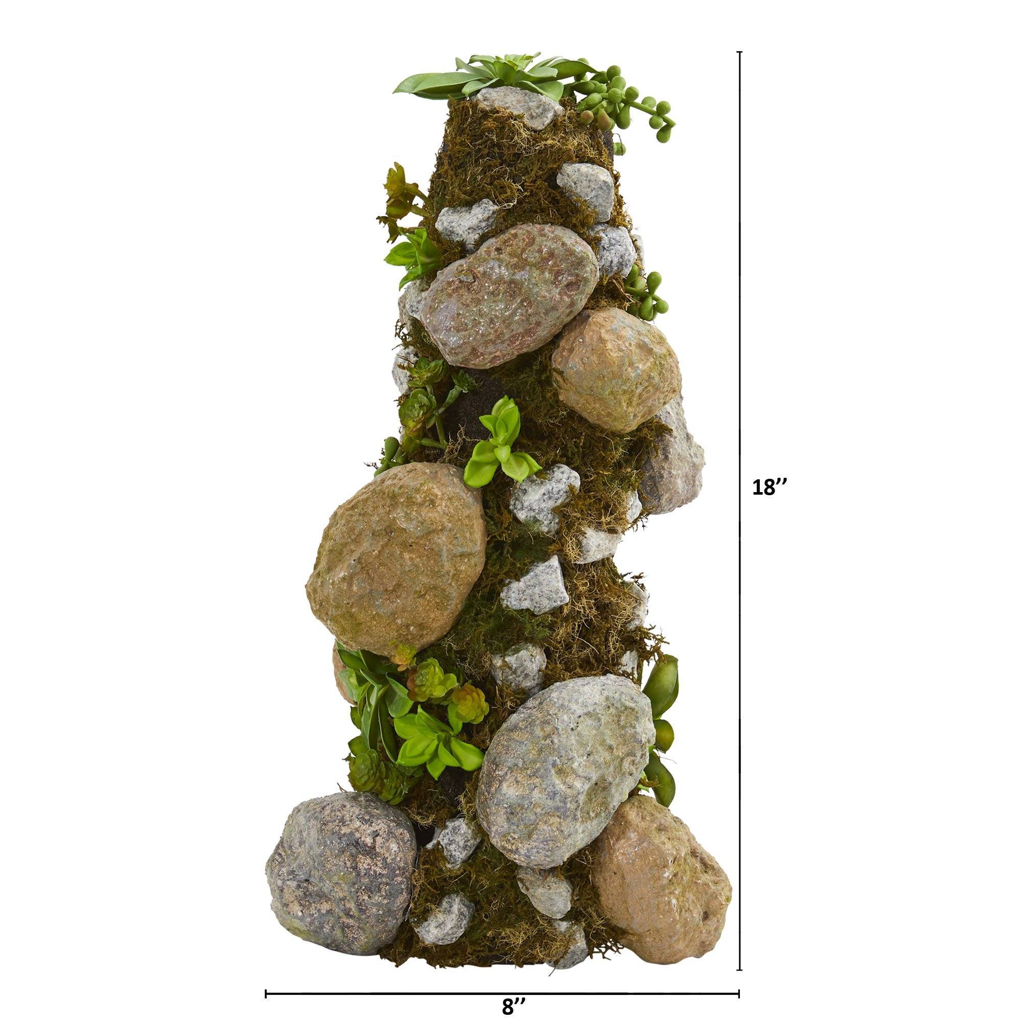 18” Succulent Rock Column