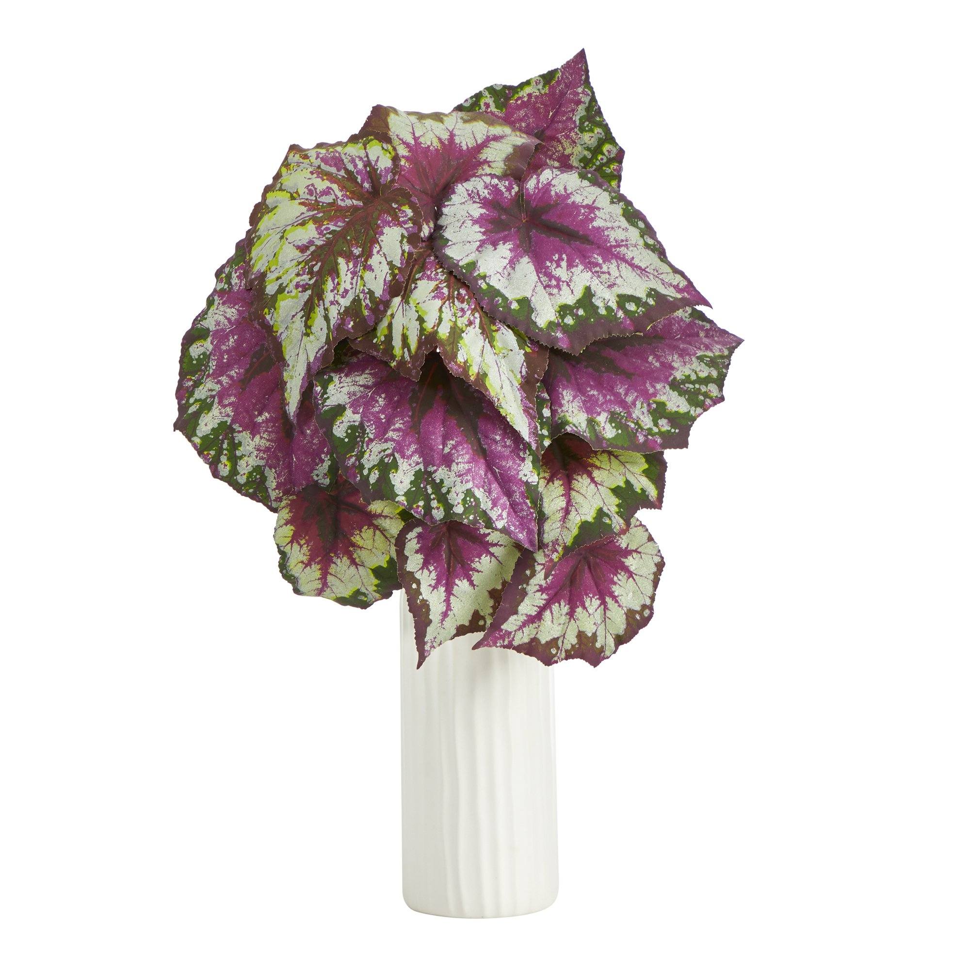 18” Wax Begonia Artificial Plant in White Planter