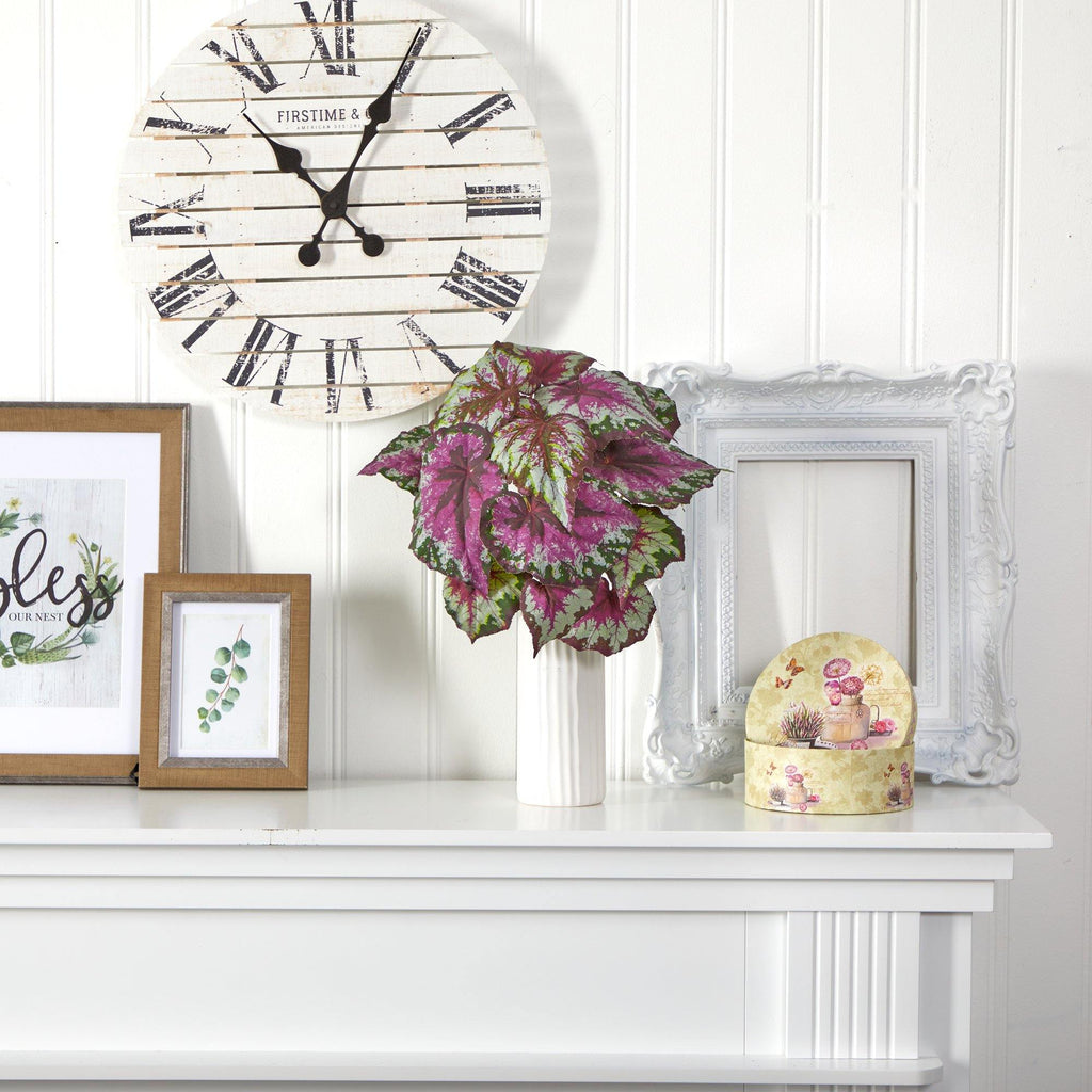 18” Wax Begonia Artificial Plant in White Planter