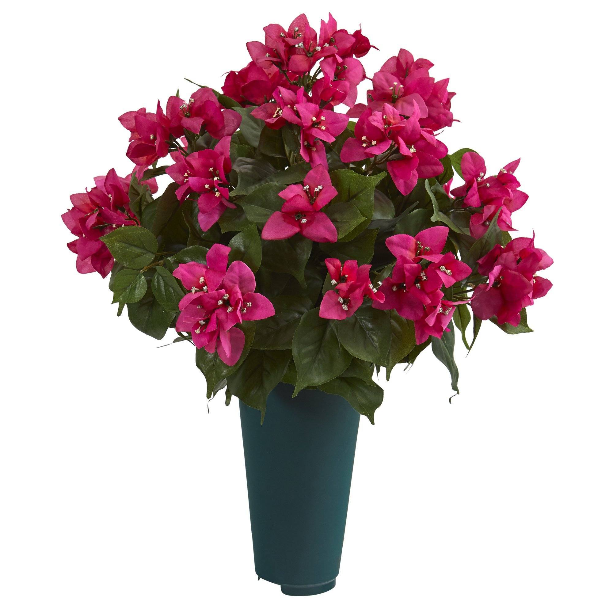 19” Bougainvillea Artificial Graveside Memorial Arrangement in Green Vase