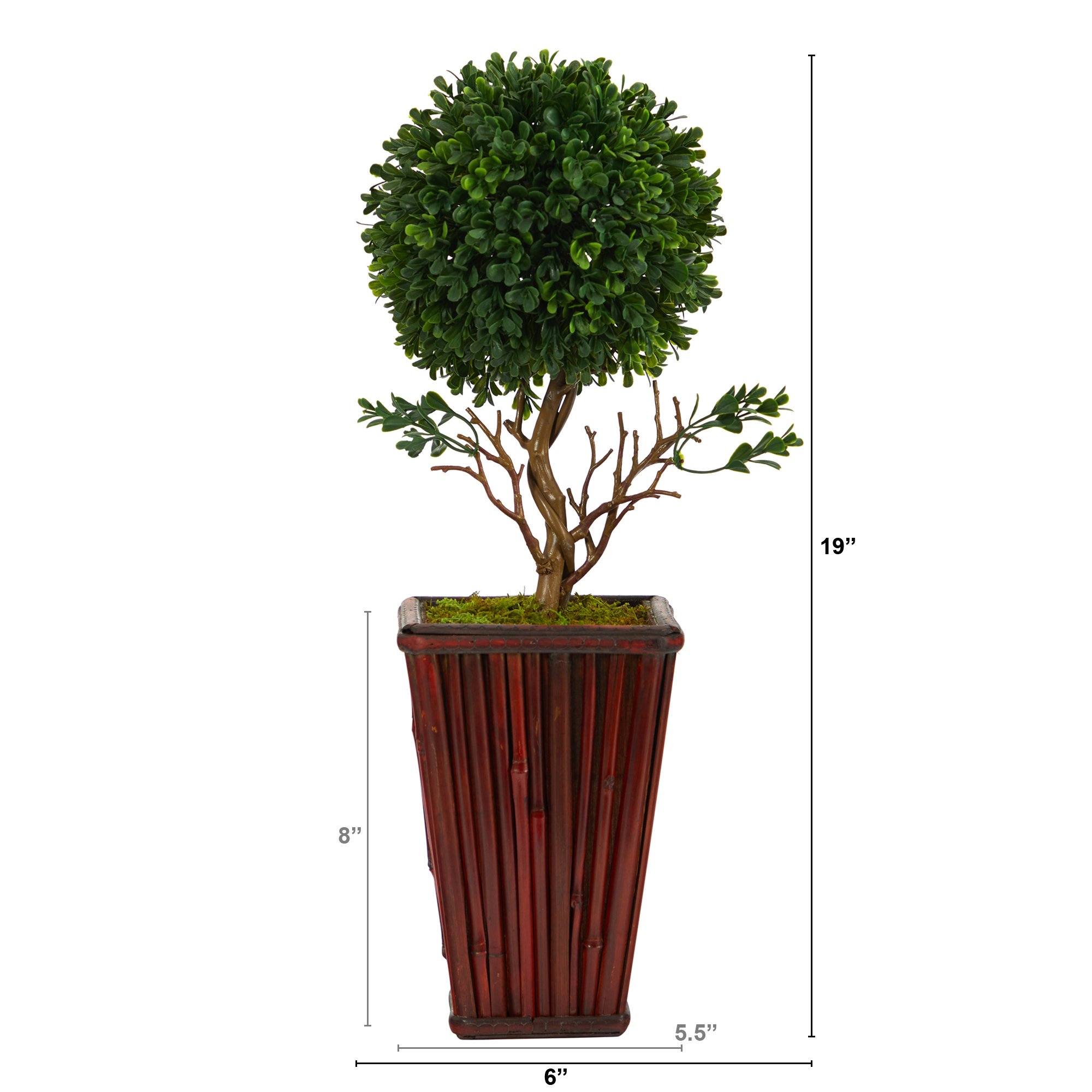 19” Boxwood Topiary Artificial Tree in Decorative Planter(Indoor/Outdoor)