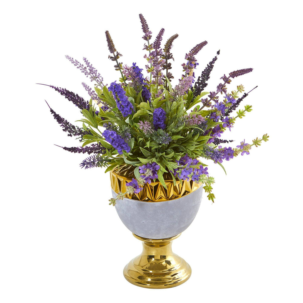19” Lavender Artificial Arrangement in Decorative Urn