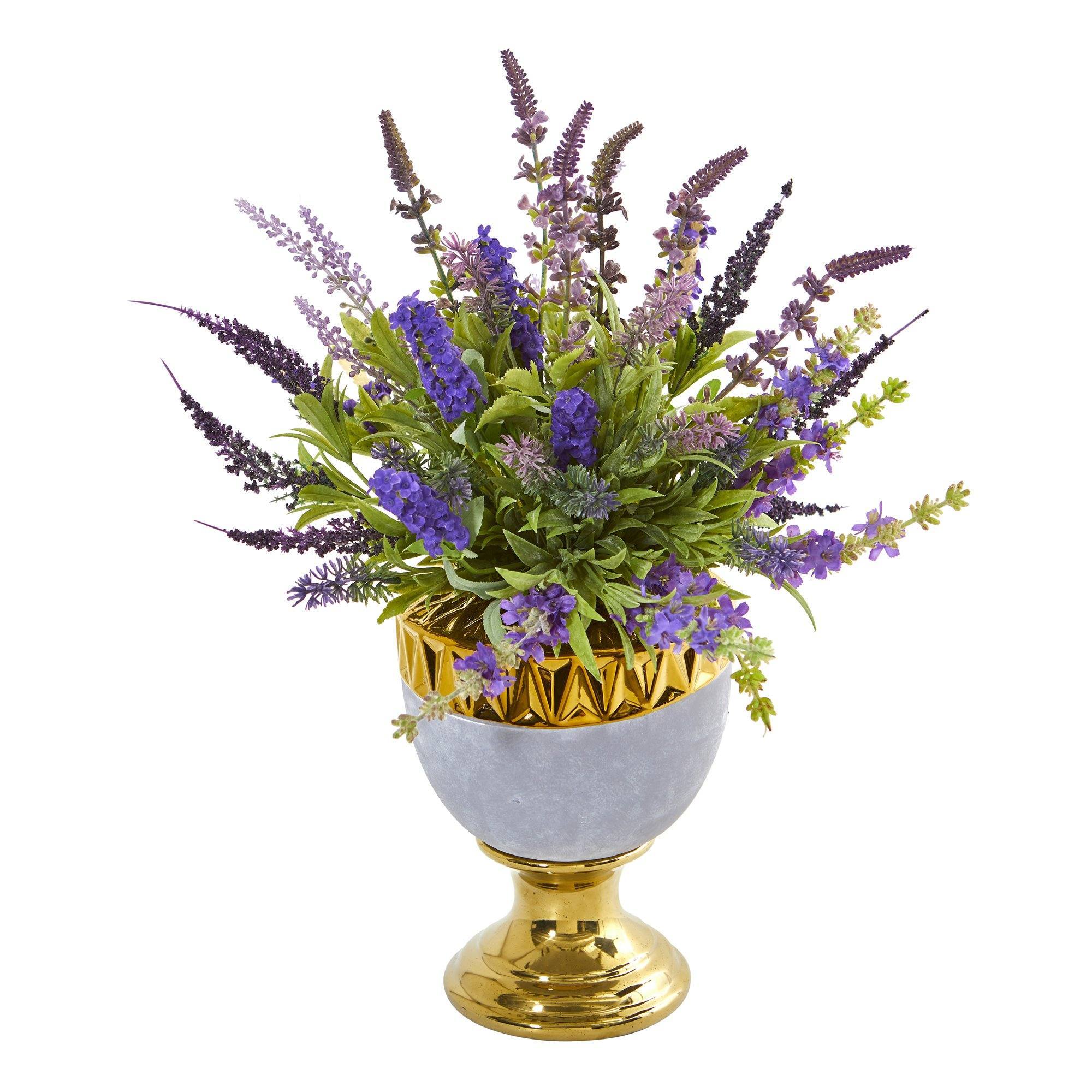 19” Lavender Artificial Arrangement in Decorative Urn