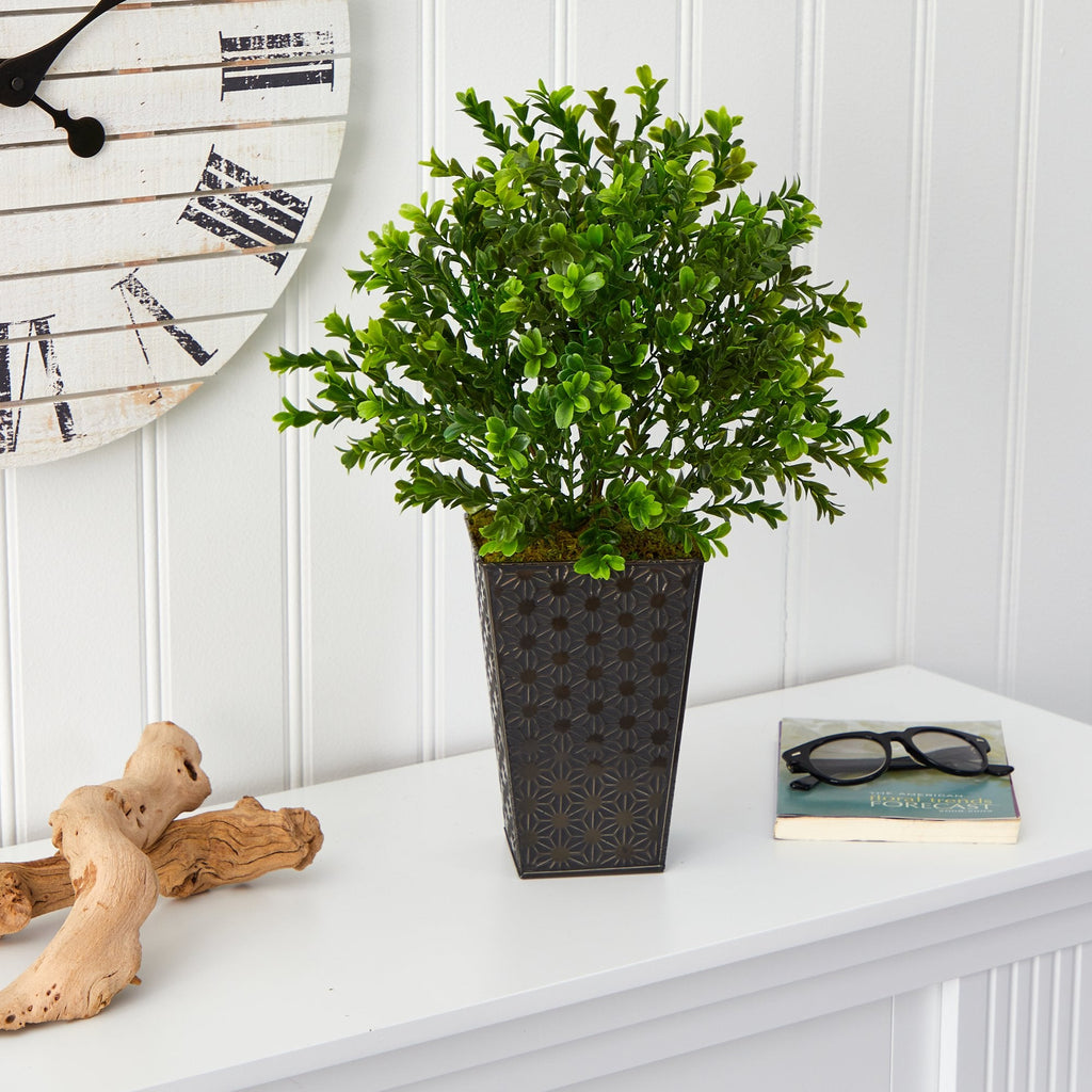 19” Sweet Grass Artificial Plant in Embossed Black Planter (Indoor/Outdoor)