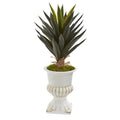 2' Agave Artificial Plant in White Urn