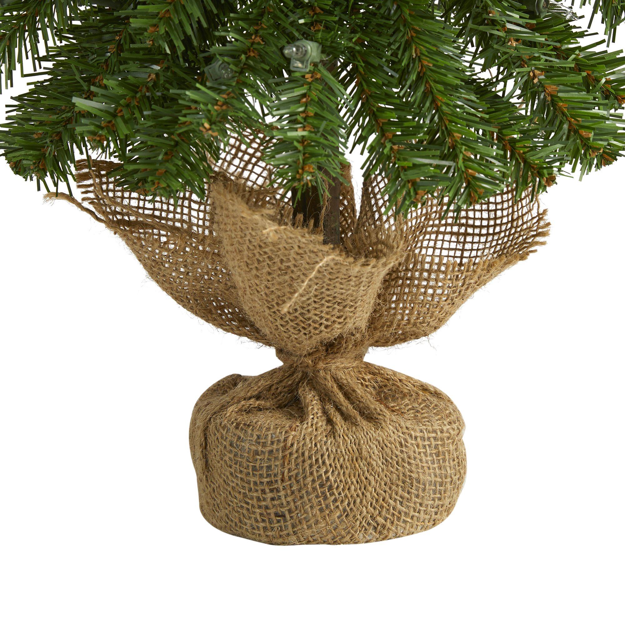 2’ Alpine Artificial Christmas Tree with 35 Lights, 92 Bendable Branches and a Burlap Planter