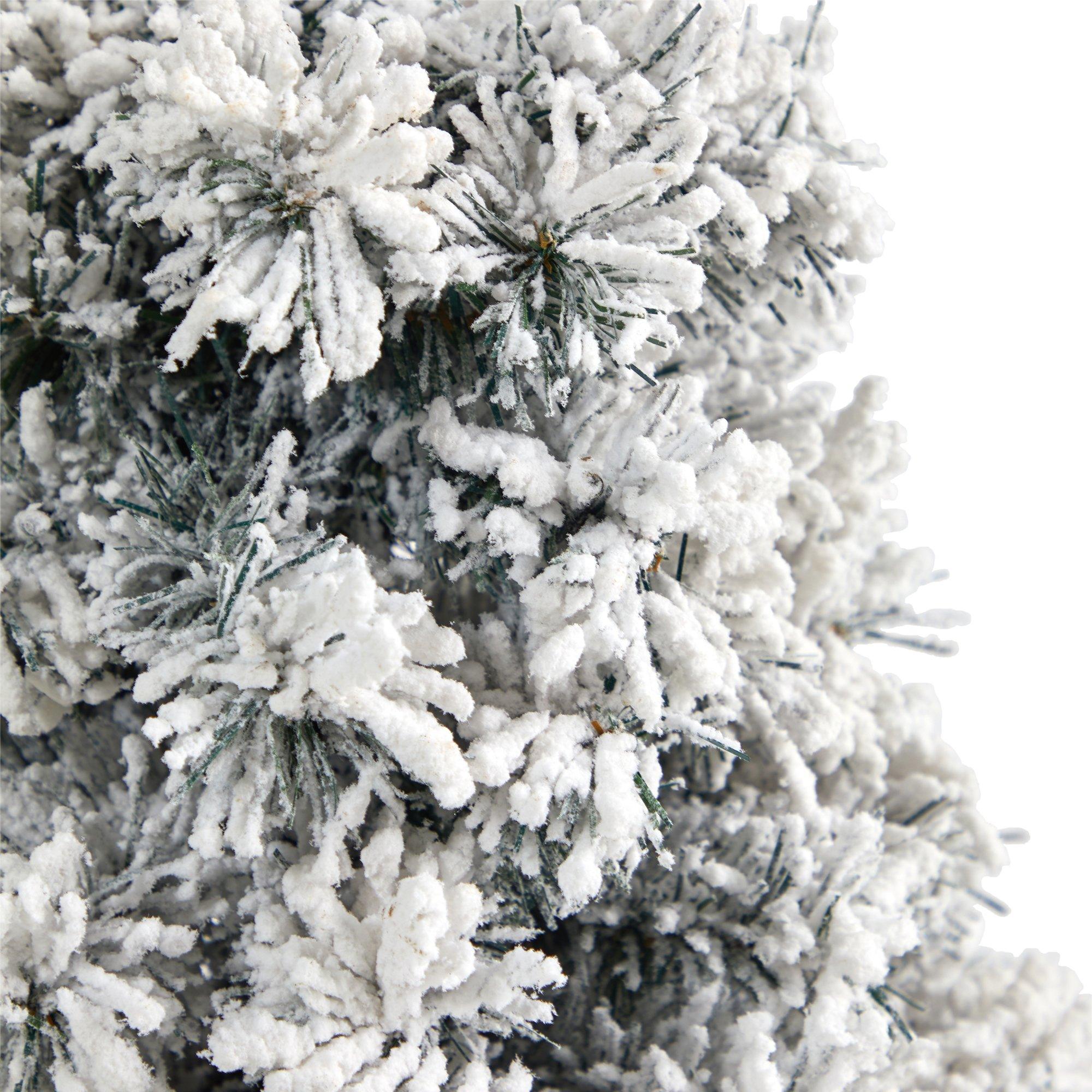 2’ Flocked Artificial Christmas Tree with 30 Clear LED Lights in Burgundy Vase