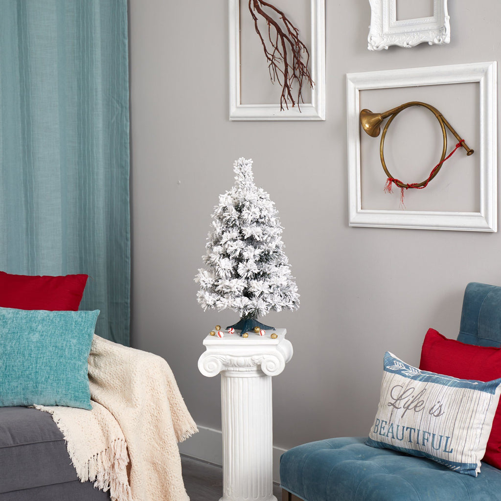 2’ Flocked Artificial Christmas Tree with 30 Clear LED Lights