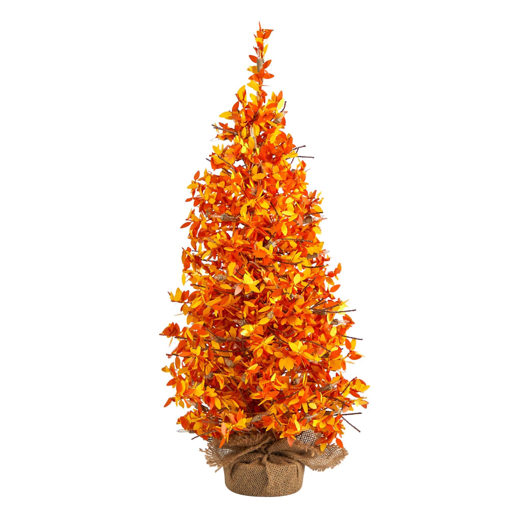 2' Harvest Halloween Artificial Christmas Tree Pre-Lit with 50 LED lights in Burlap Base