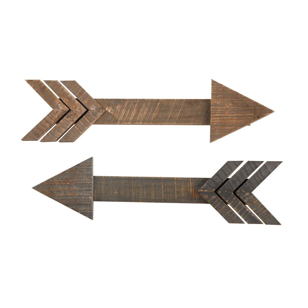 2' Rustic Wood Arrows Wall Art Décor (Set of 2)