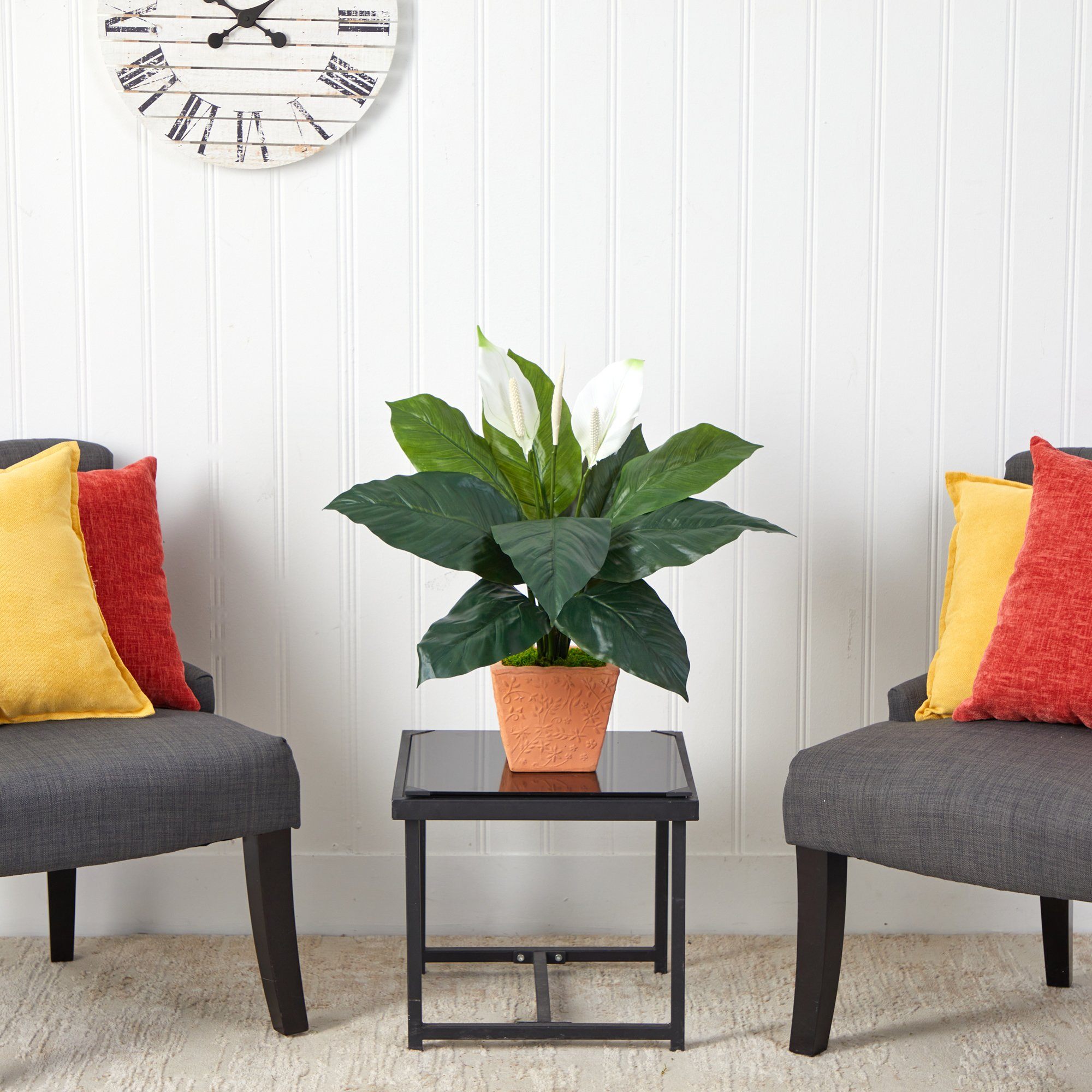 2’ Spathiphyllum Artificial Plant in Terra-Cotta Planter