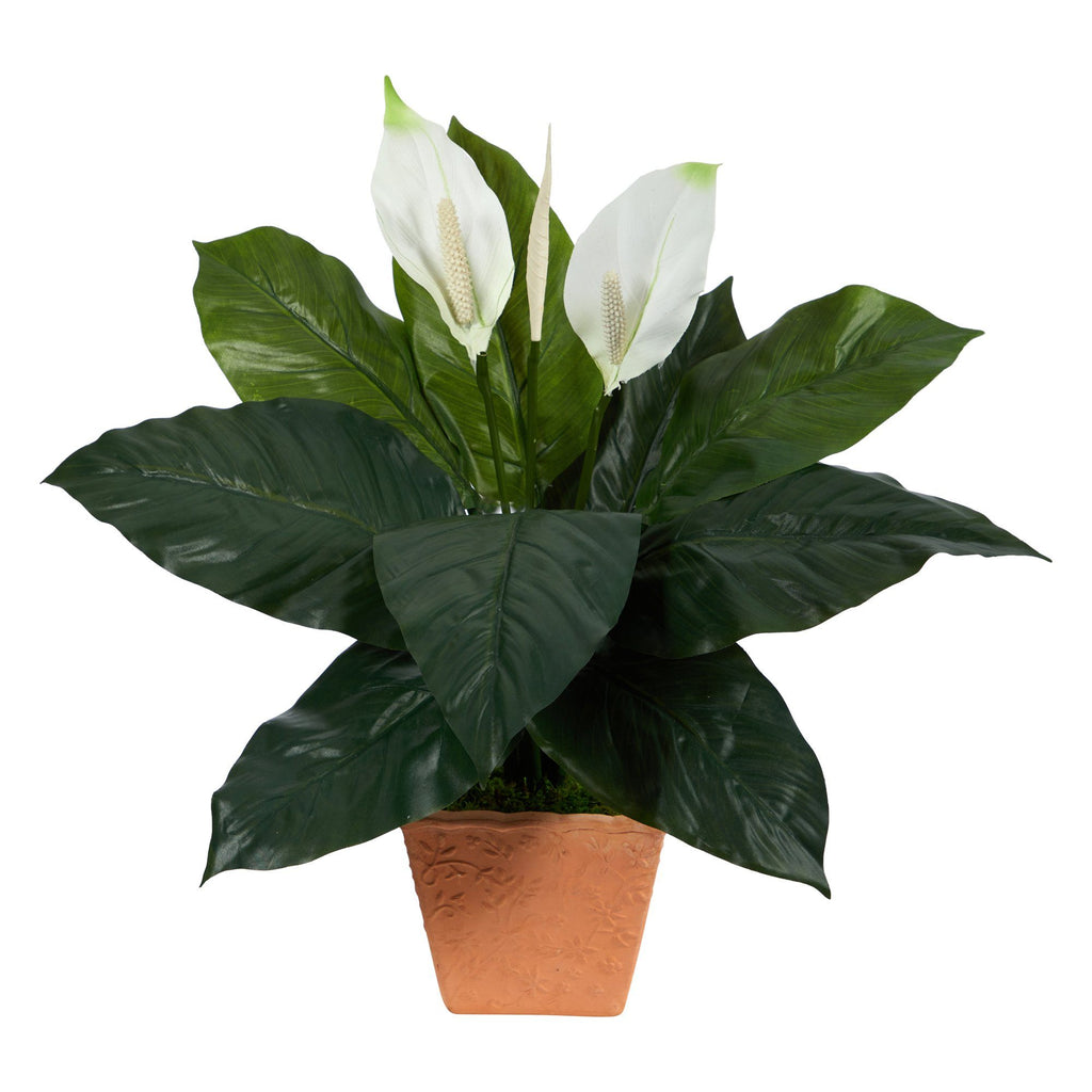 2’ Spathiphyllum Artificial Plant in Terra-Cotta Planter