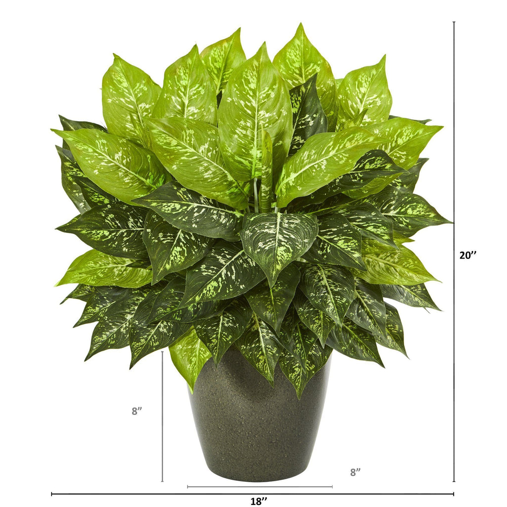 20” Dieffenbachia Artificial Plant in Green Planter