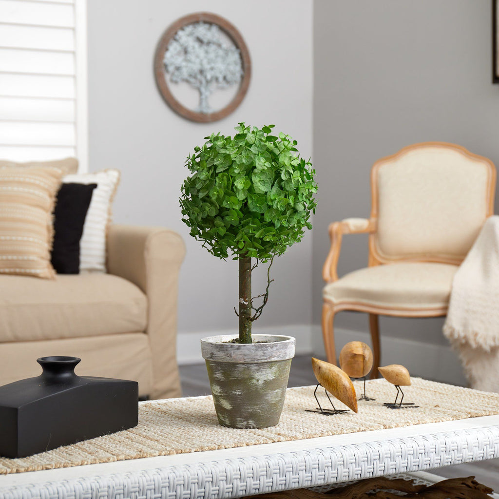 20” Eucalyptus Single Ball Topiary Artificial Tree