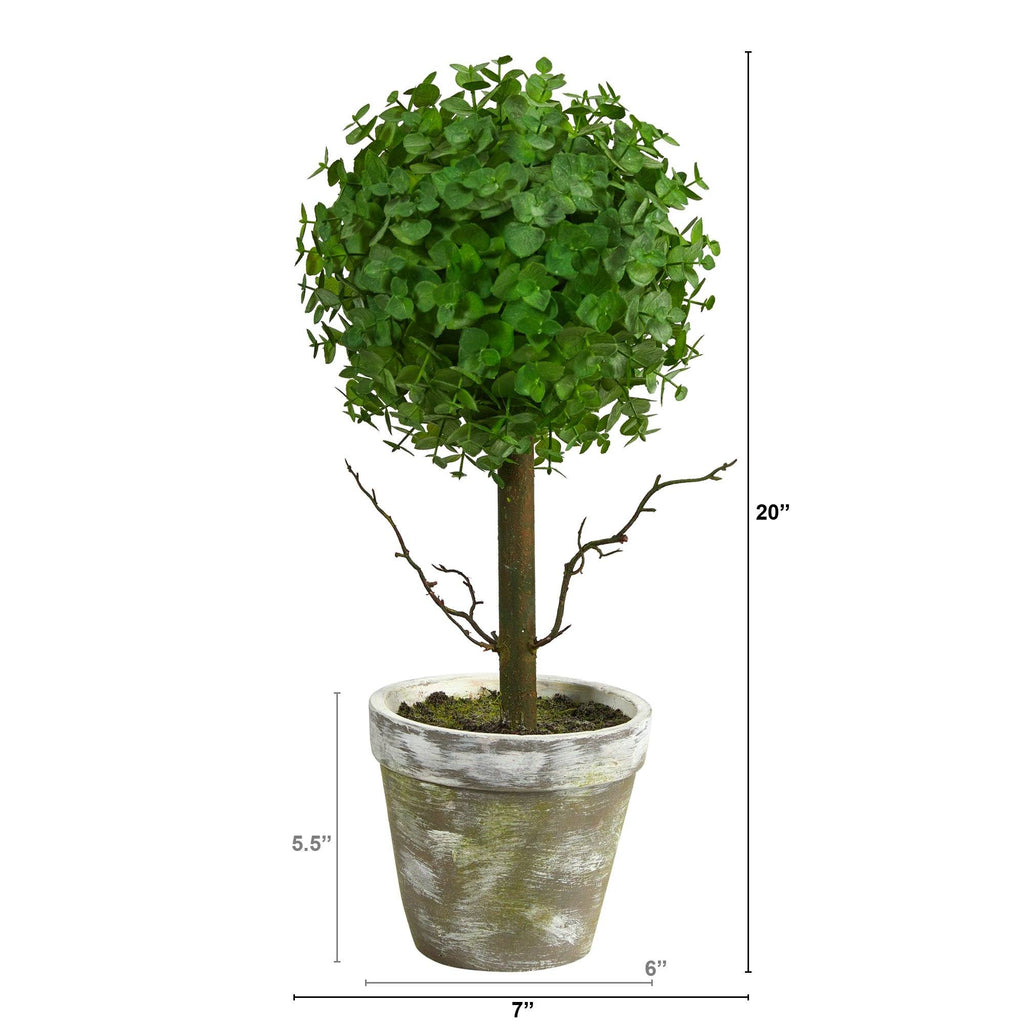 20” Eucalyptus Single Ball Topiary Artificial Tree