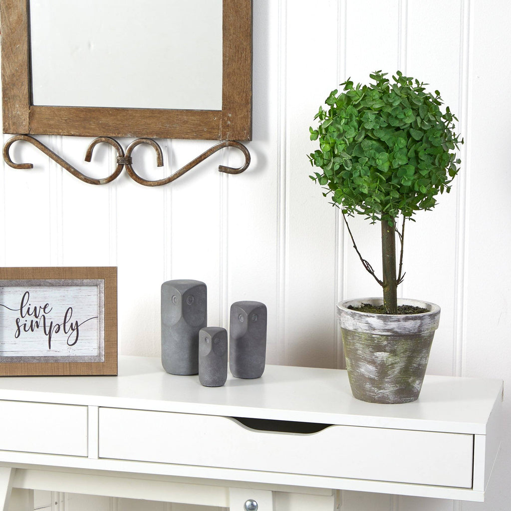 20” Eucalyptus Single Ball Topiary Artificial Tree