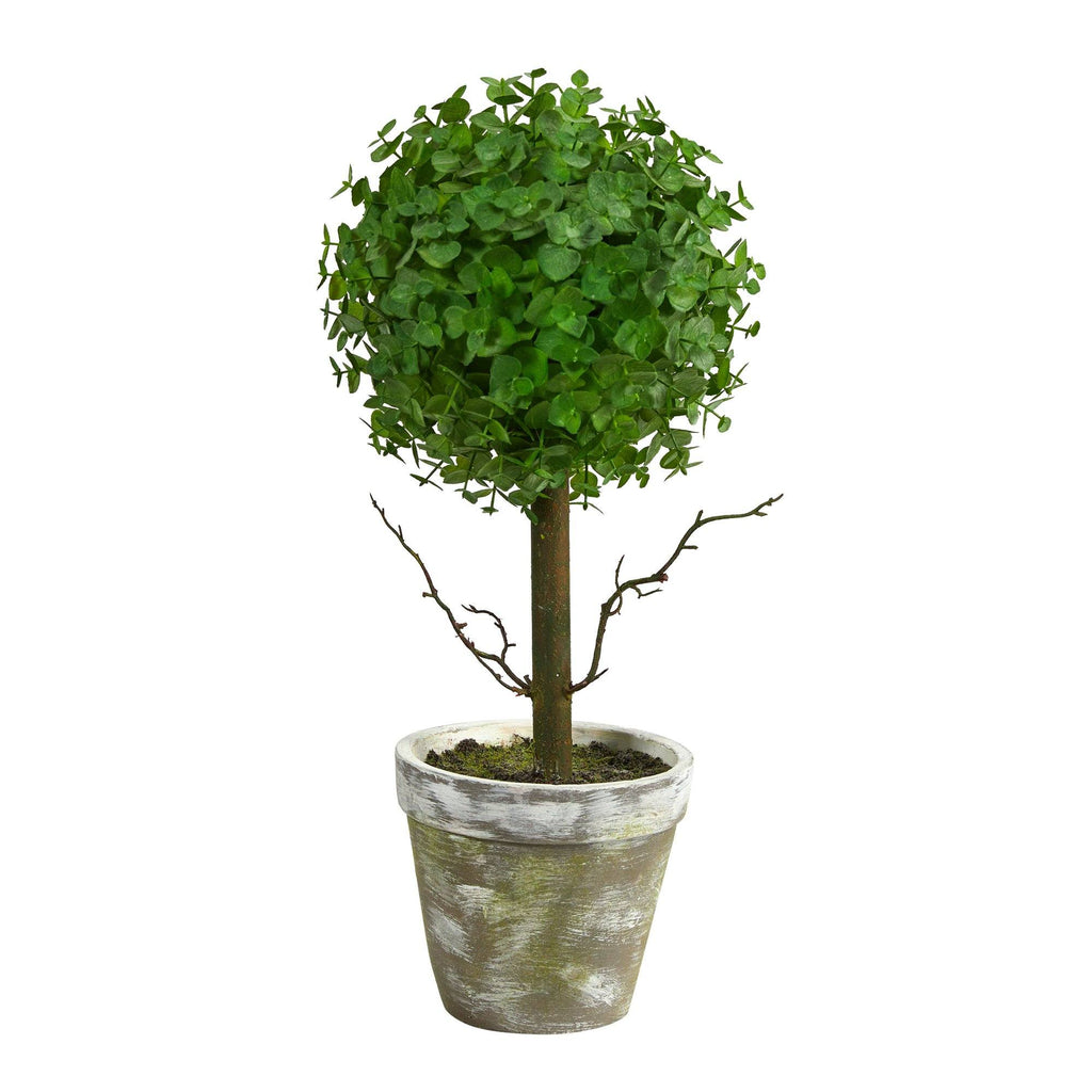 20” Eucalyptus Single Ball Topiary Artificial Tree