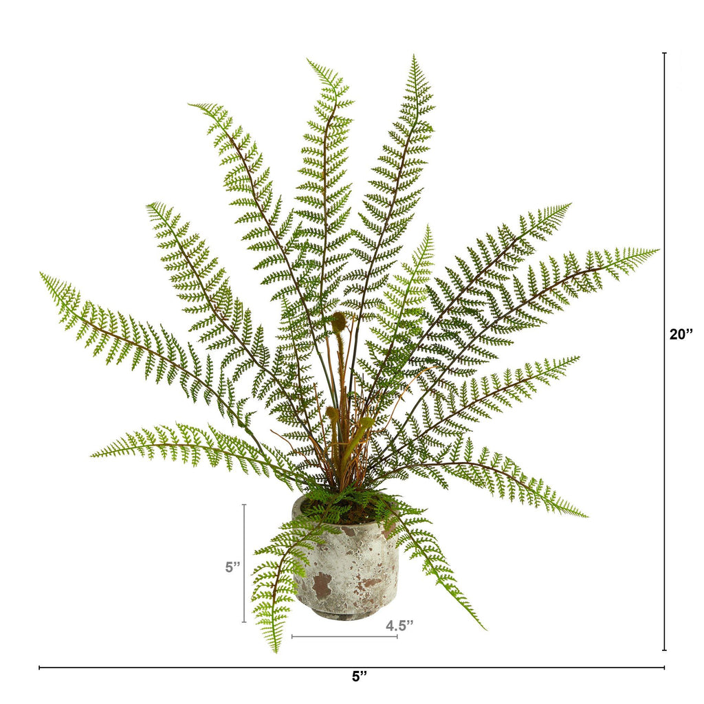 20” Fern Artificial Plant in Decorative Planter