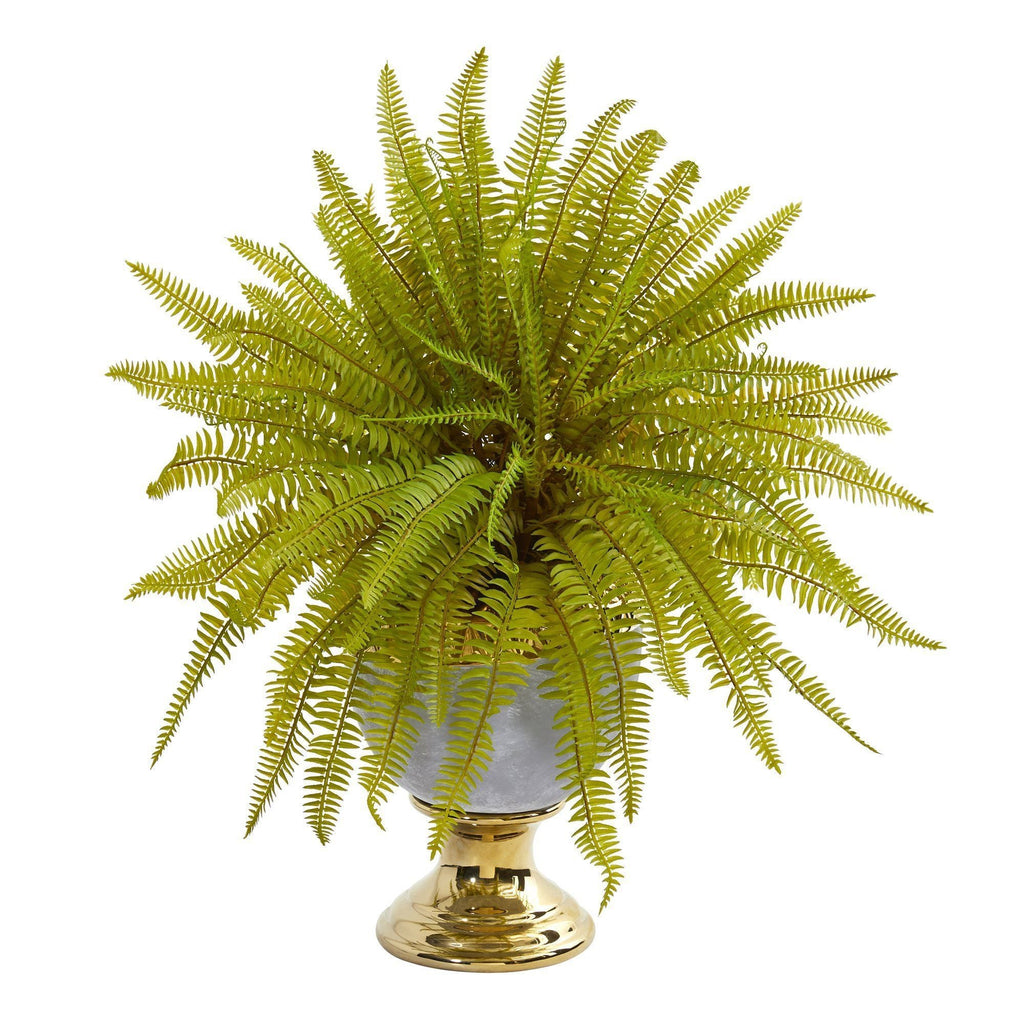 20” Fern Artificial Plant in Stoneware Urn
