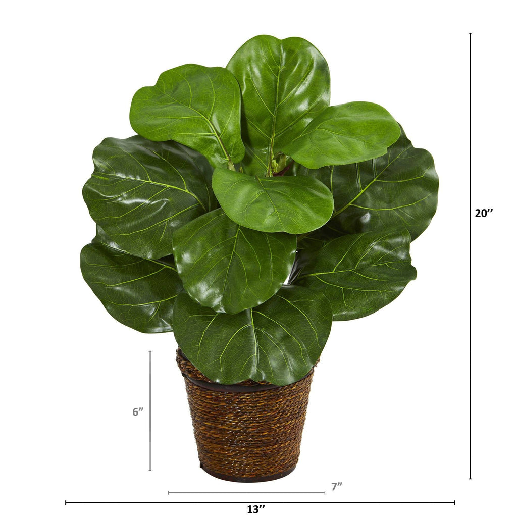 20” Fiddle Leaf Artificial Plant in Basket