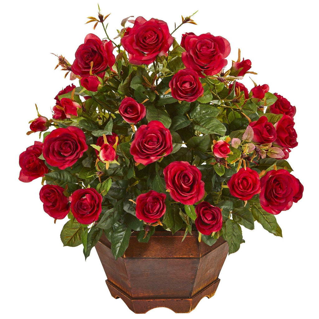 20” Garden Rose Artificial Arrangement in Decorative Vase