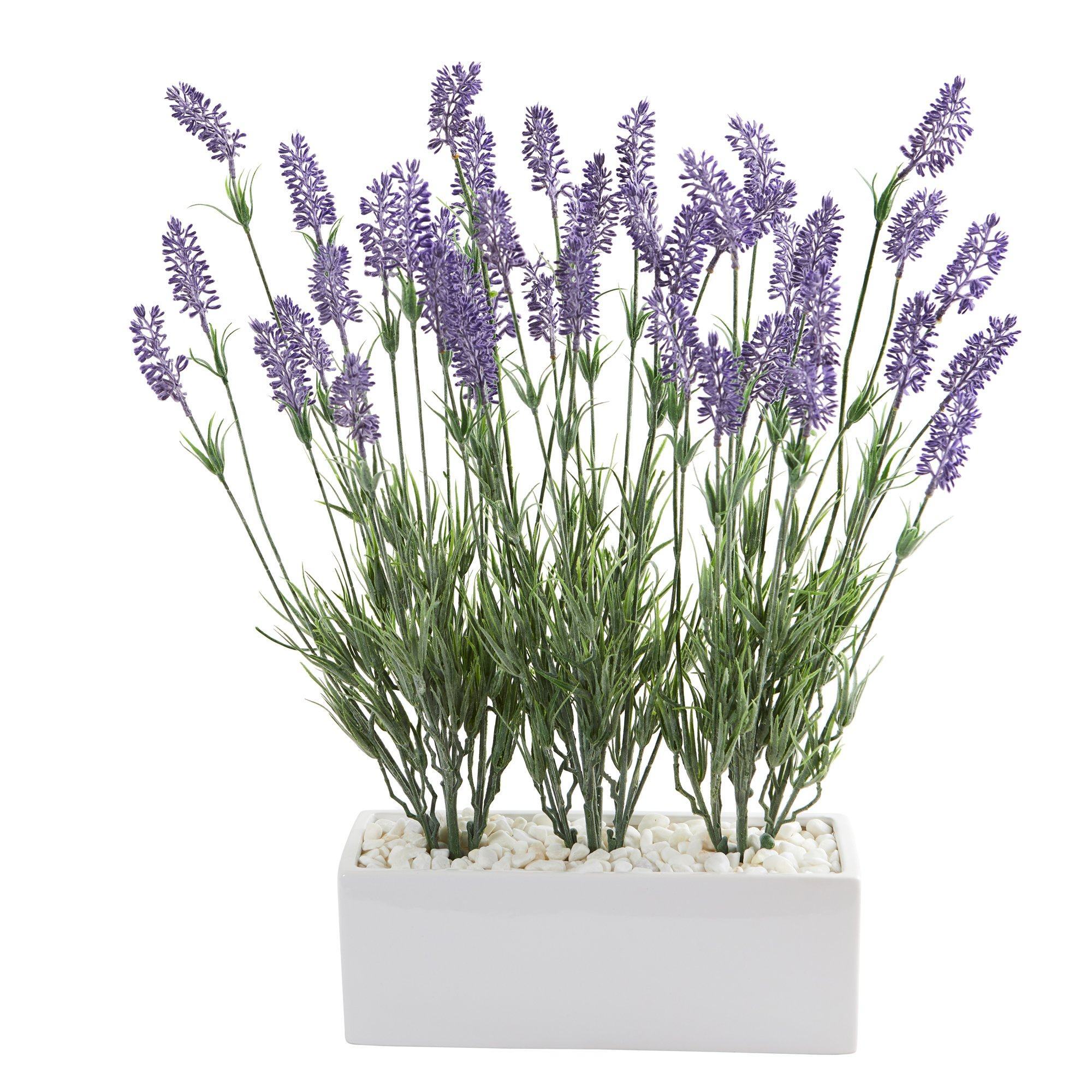 20” Lavender Artificial Plant in White Planter