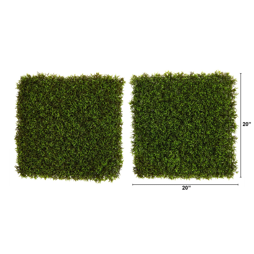 20” Mini Pordocarpus Artificial Wall Mat (Indoor/Outdoor) (Set of 2)