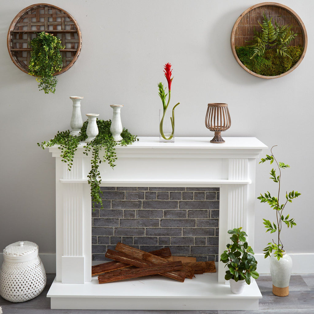 20” Mini Star Bromeliad Artificial Arrangement in Glass Vase