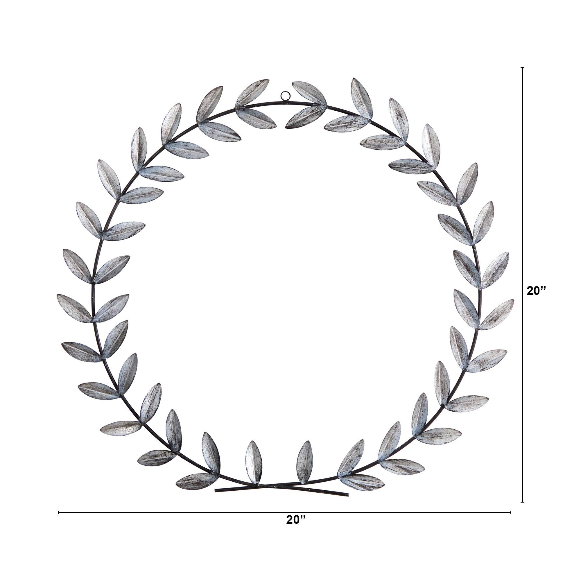 20” x 20” White Metal Olive Leaf Wall Decor