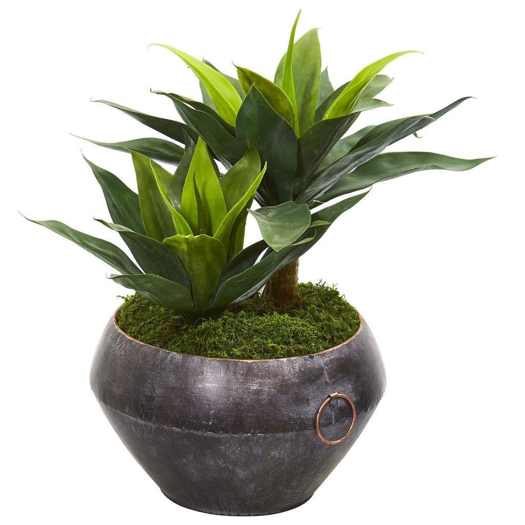 21” Agave Artificial Plant in Metal Bowl