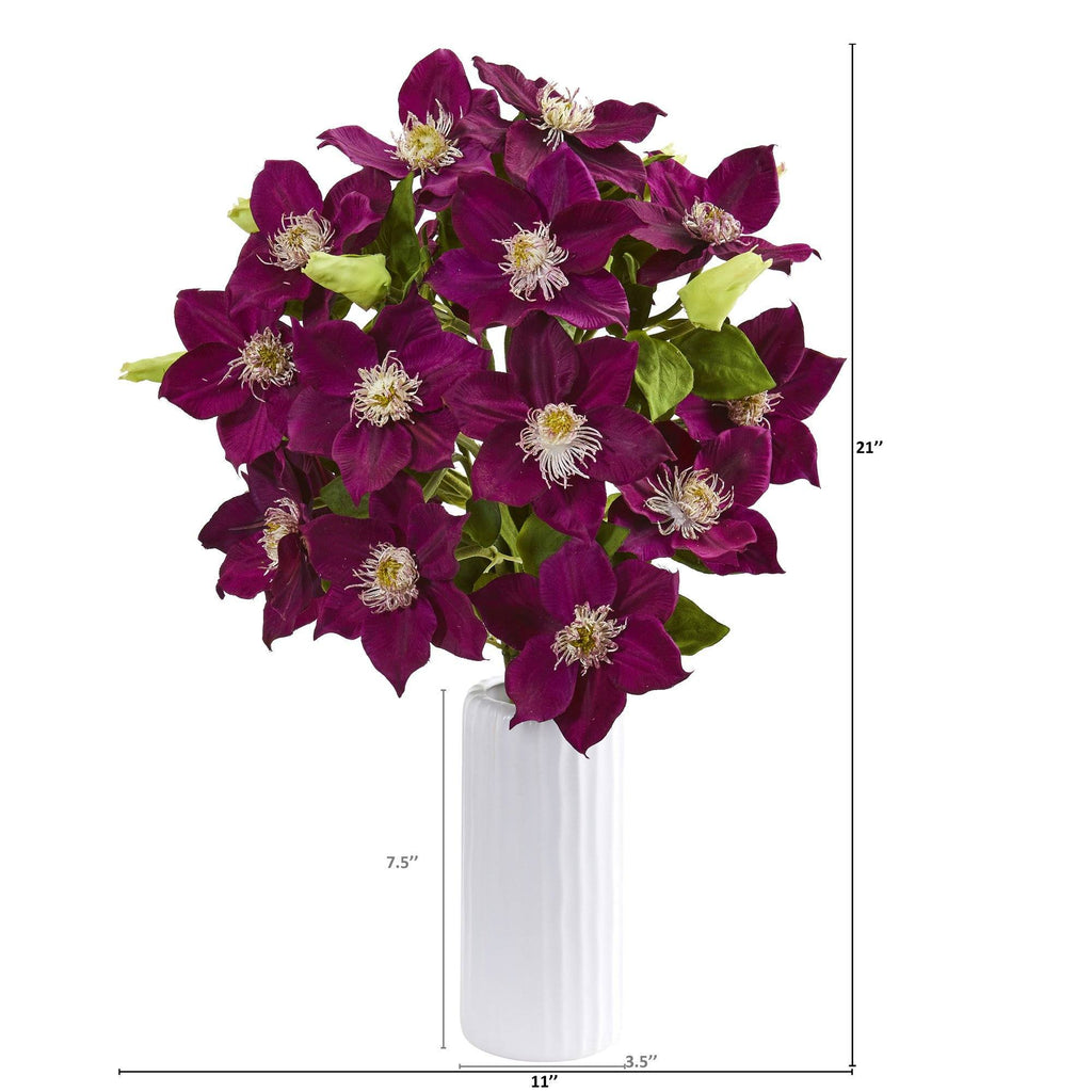 21” Anemone Artificial Arrangement in White Vase