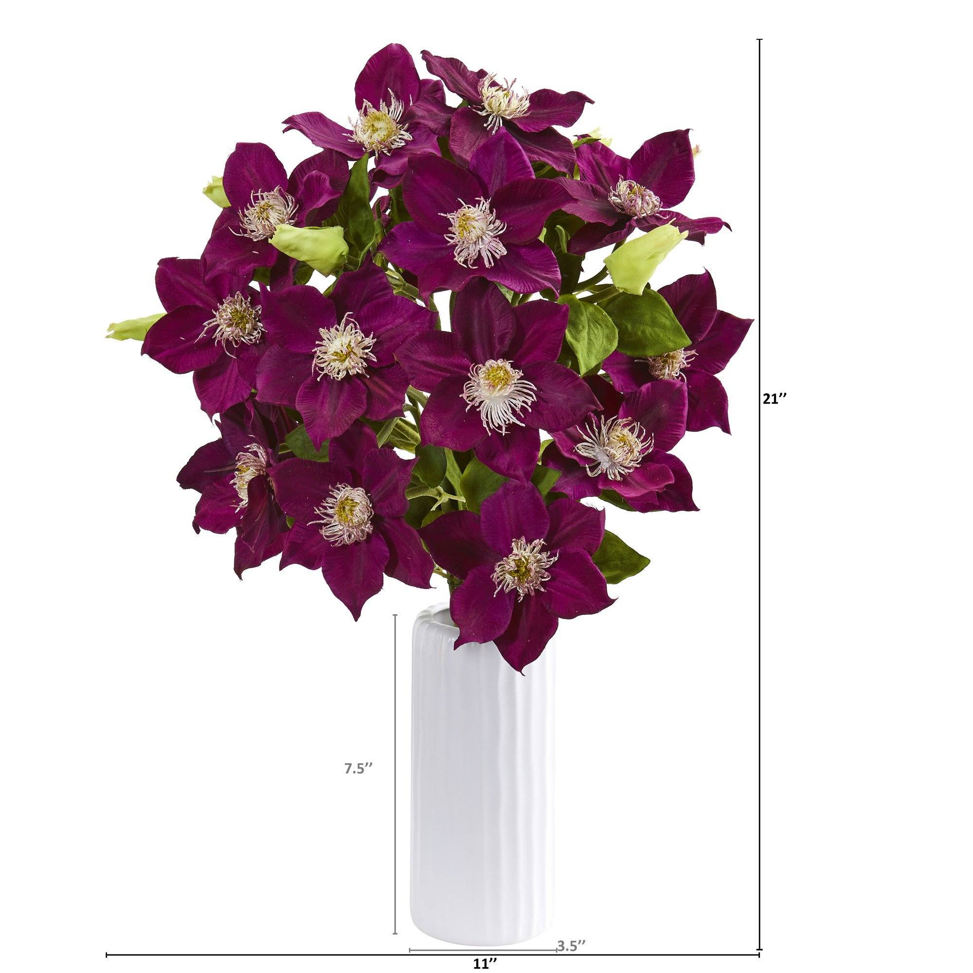 21” Anemone Artificial Arrangement in White Vase