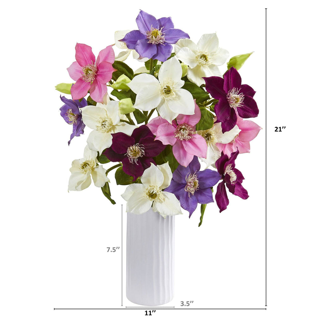 21” Anemone Artificial Arrangement in White Vase