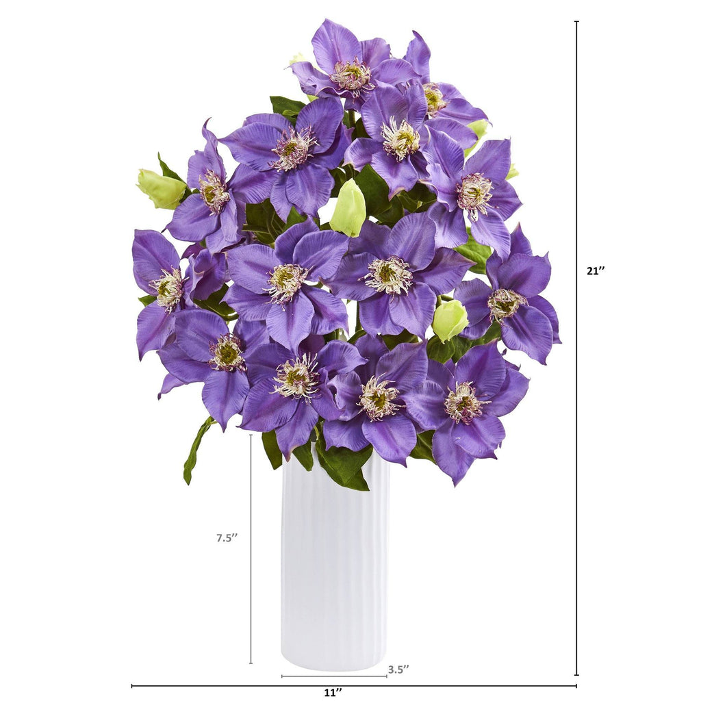 21” Anemone Artificial Arrangement in White Vase