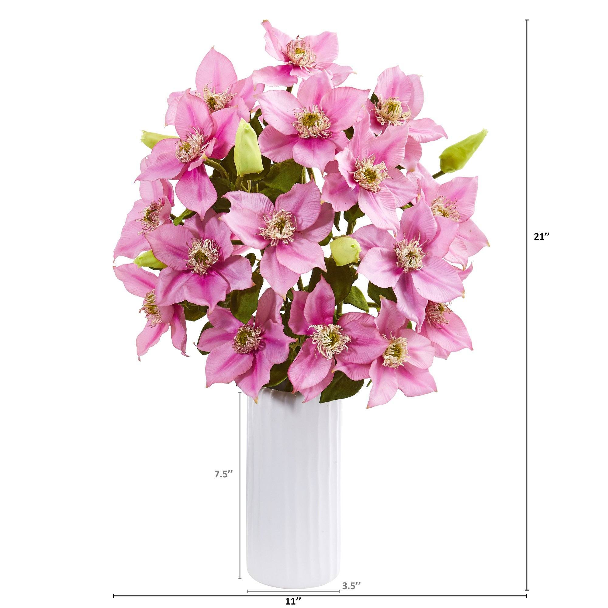 21” Anemone Artificial Arrangement in White Vase