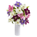 21” Anemone Artificial Arrangement in White Vase