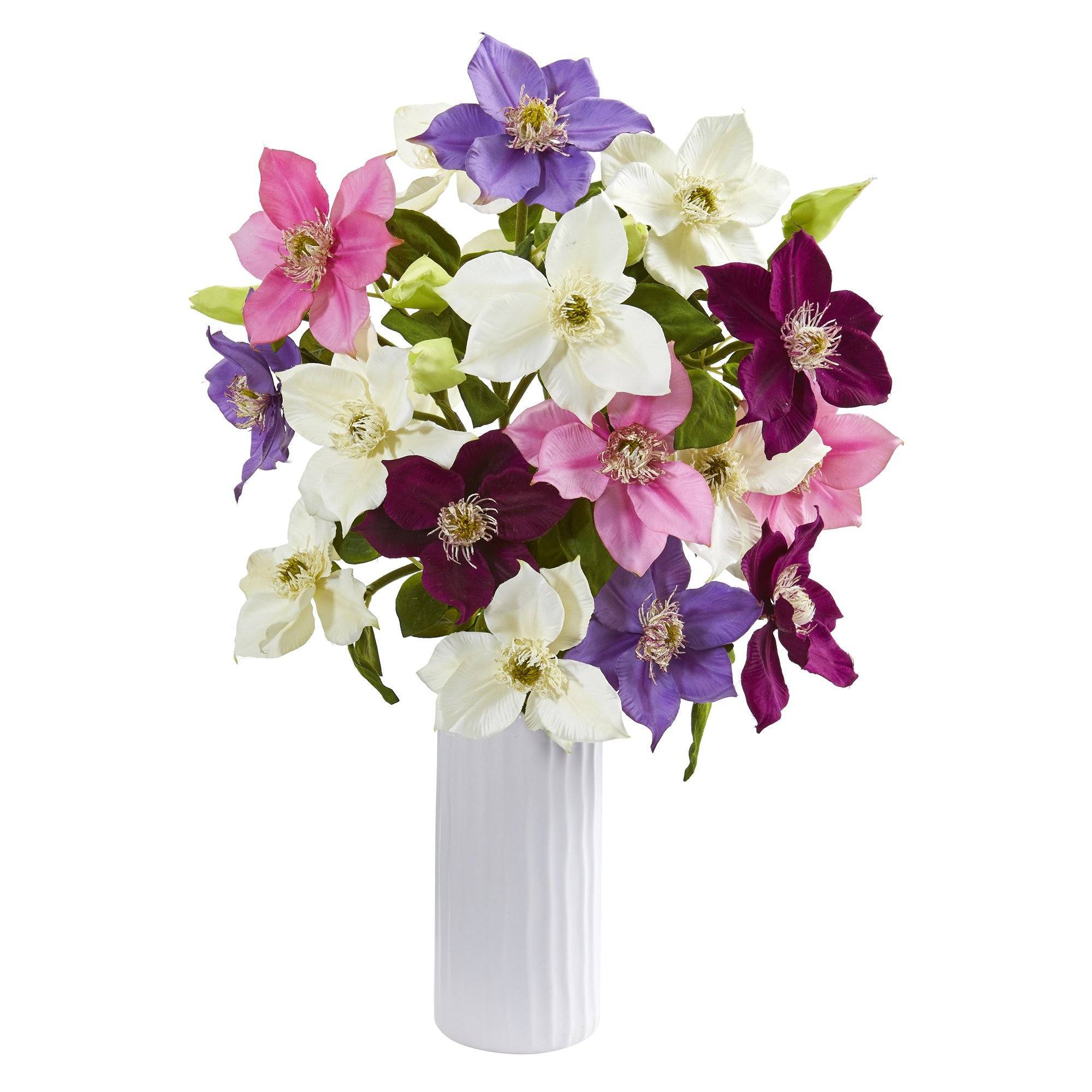 21” Anemone Artificial Arrangement in White Vase