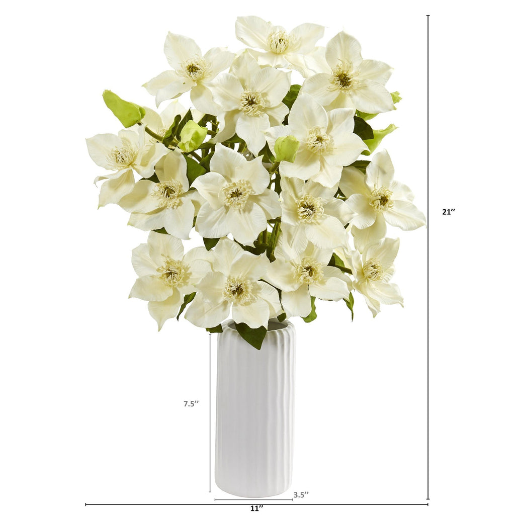 21” Anemone Artificial Arrangement in White Vase