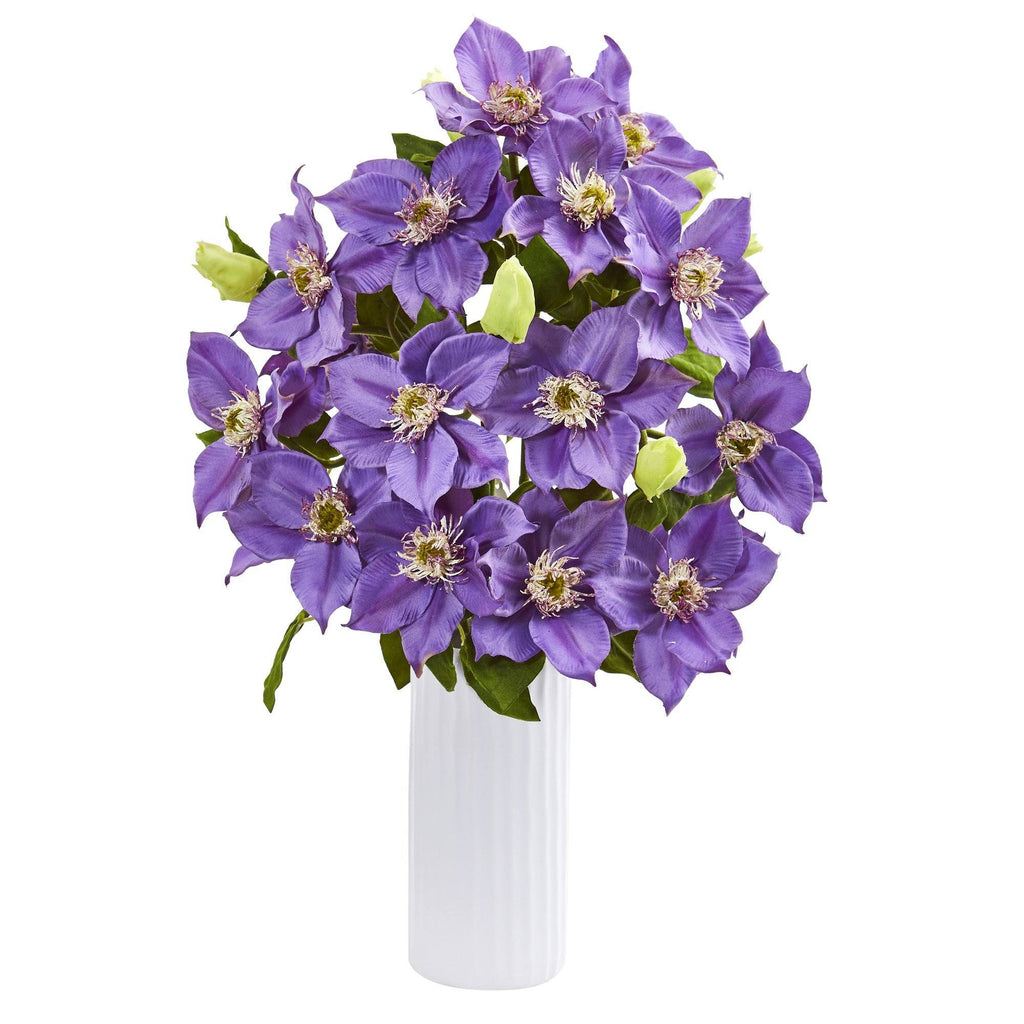 21” Anemone Artificial Arrangement in White Vase