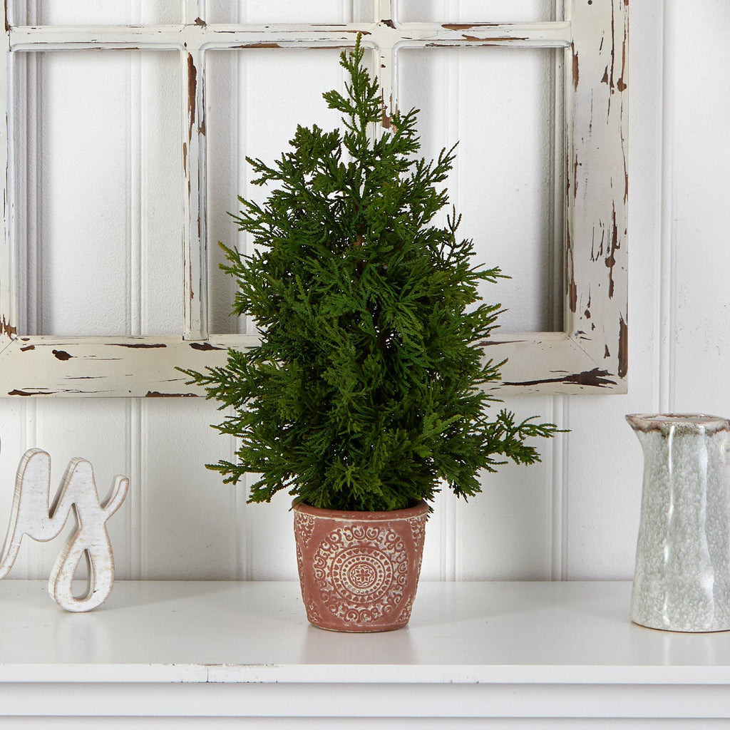 21” Cedar Pine “Natural Look” Artificial Tree in Decorative Planter