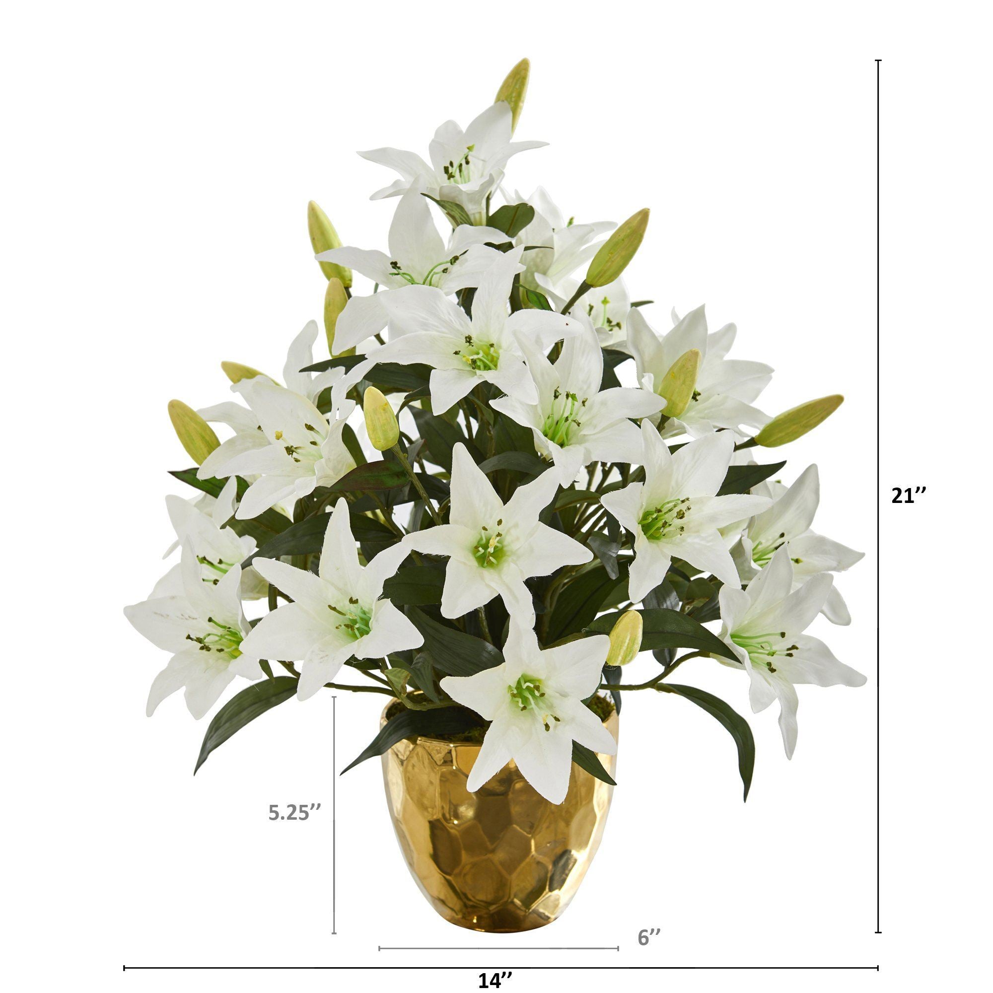 21” Lily Artificial Arrangement in Designer Gold Bowl
