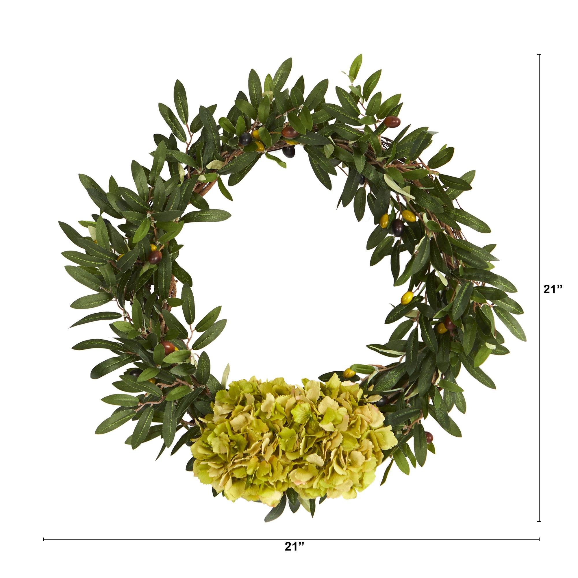 21” Olive with Hydrangea Artificial Wreath