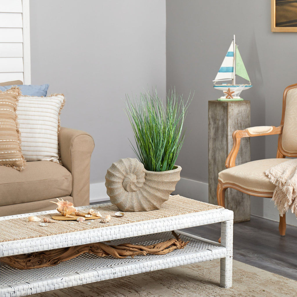 21” Onion Grass Artificial Plant in Shell Shaped Planter