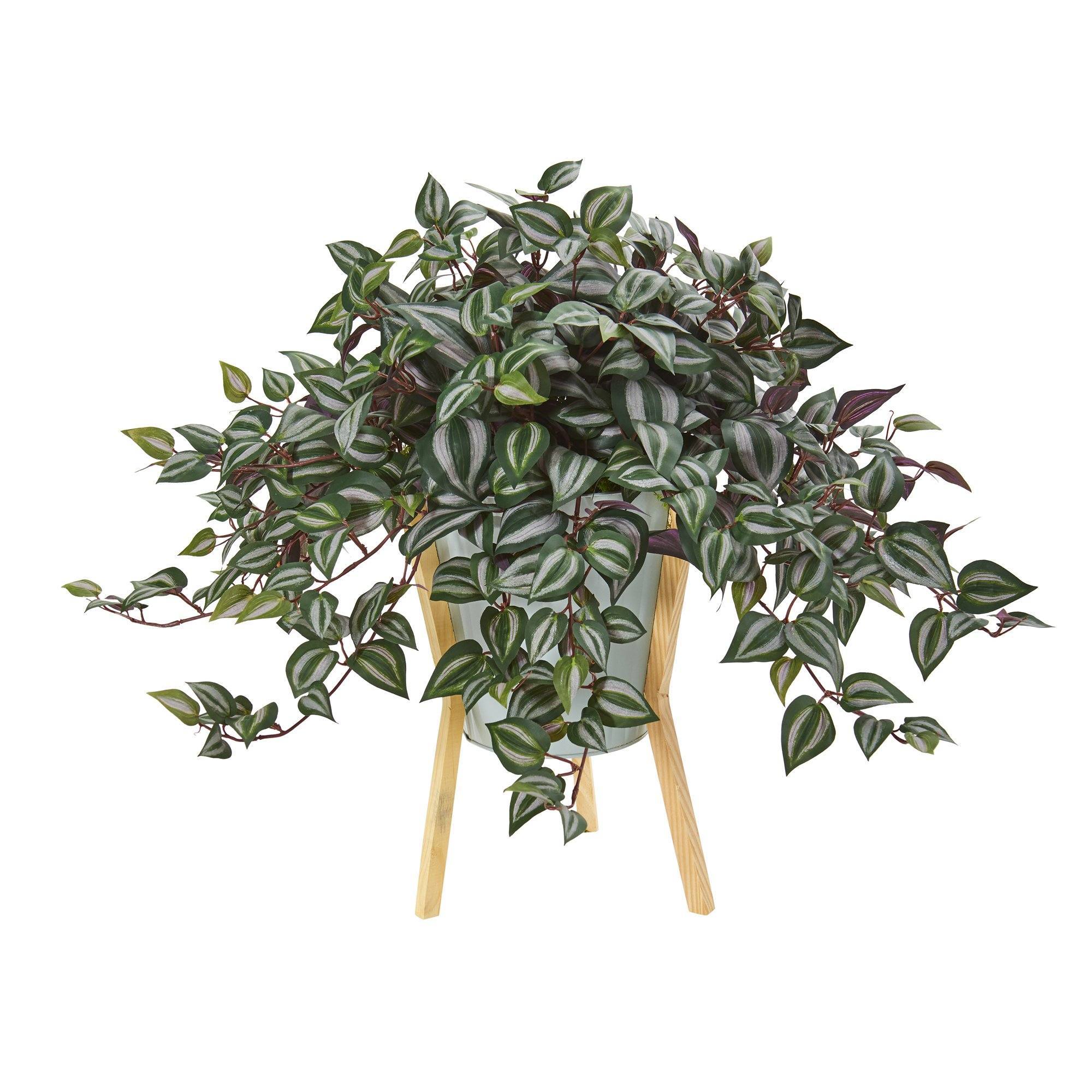 21” Wandering Jew Artificial Plant in Green Planter with Legs