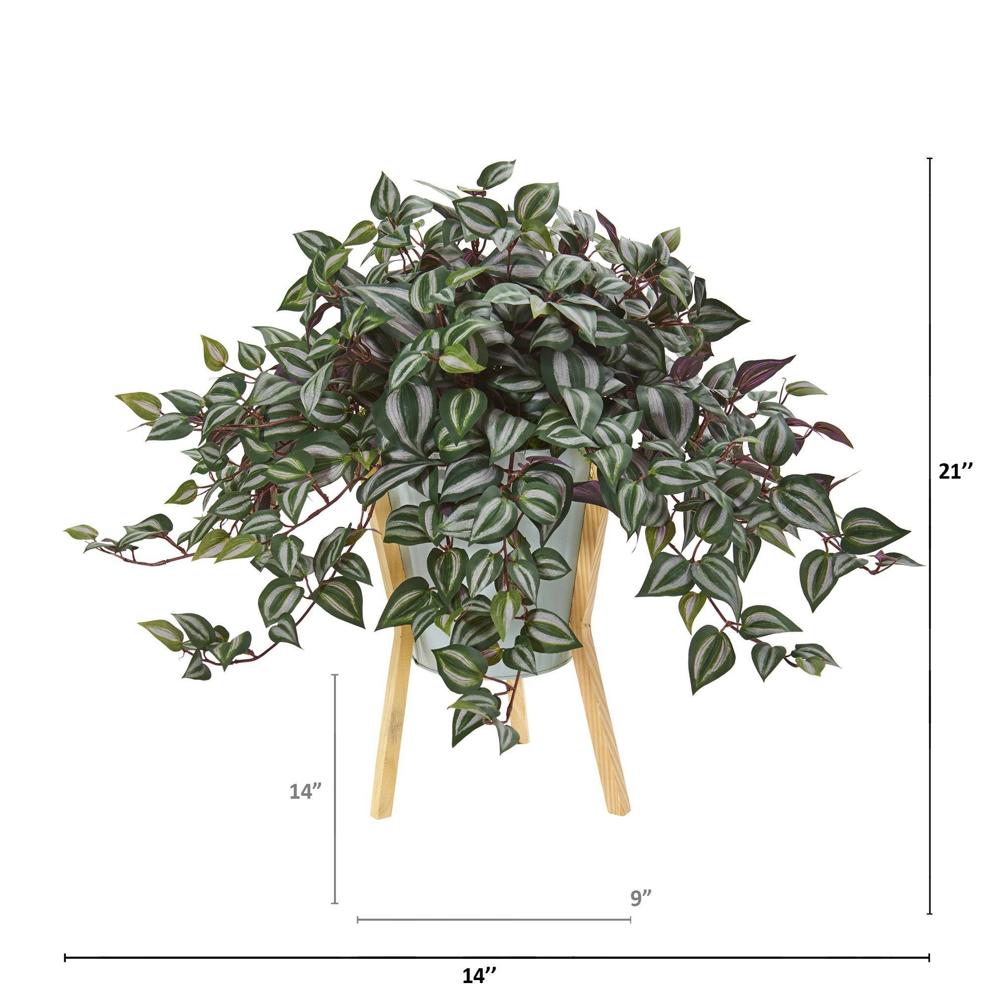 21” Wandering Jew Artificial Plant in Green Planter with Legs