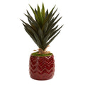 22" Agave Faux Plant in Red Planter