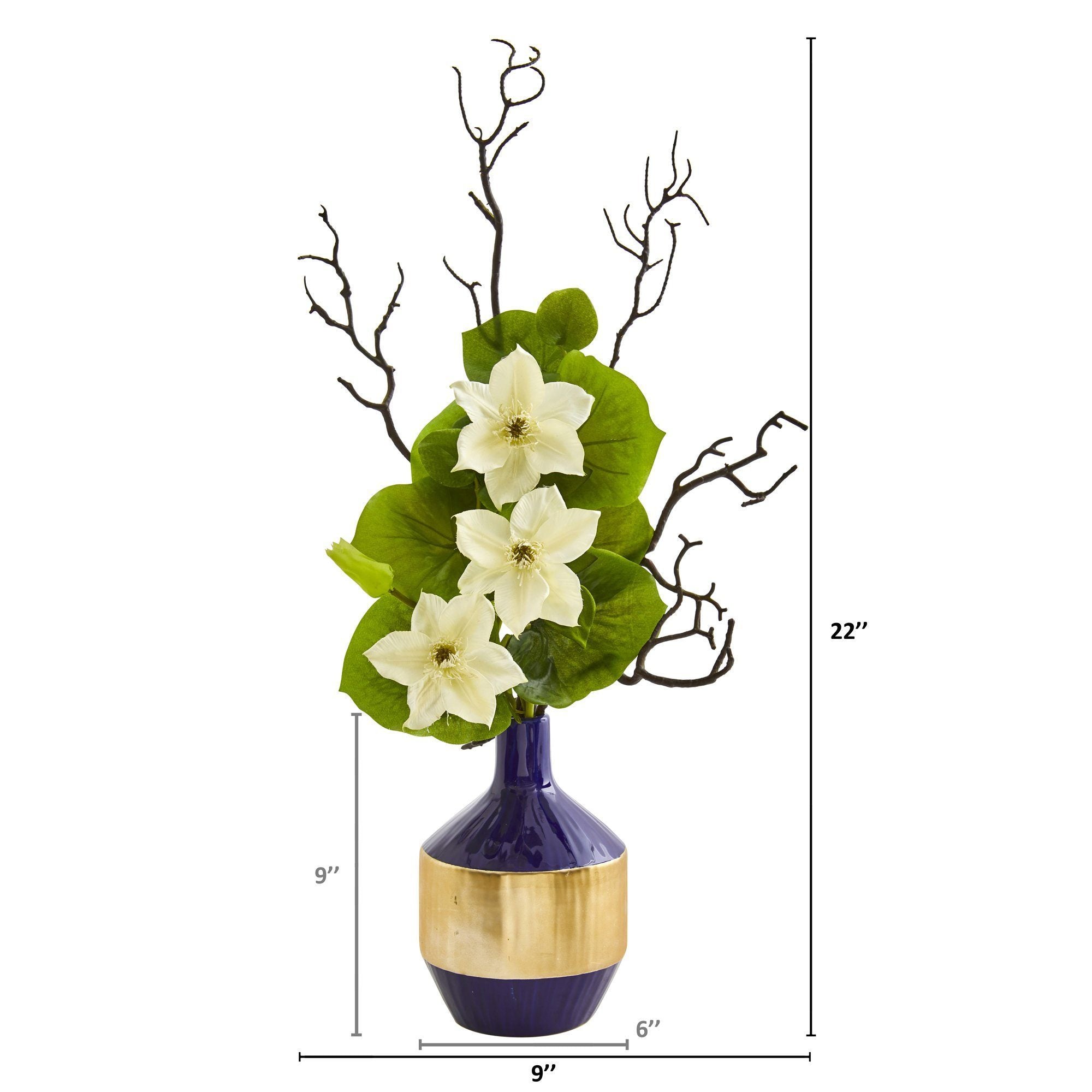 22” Anemone and Lotus Leaf Artificial Arrangement in Vase