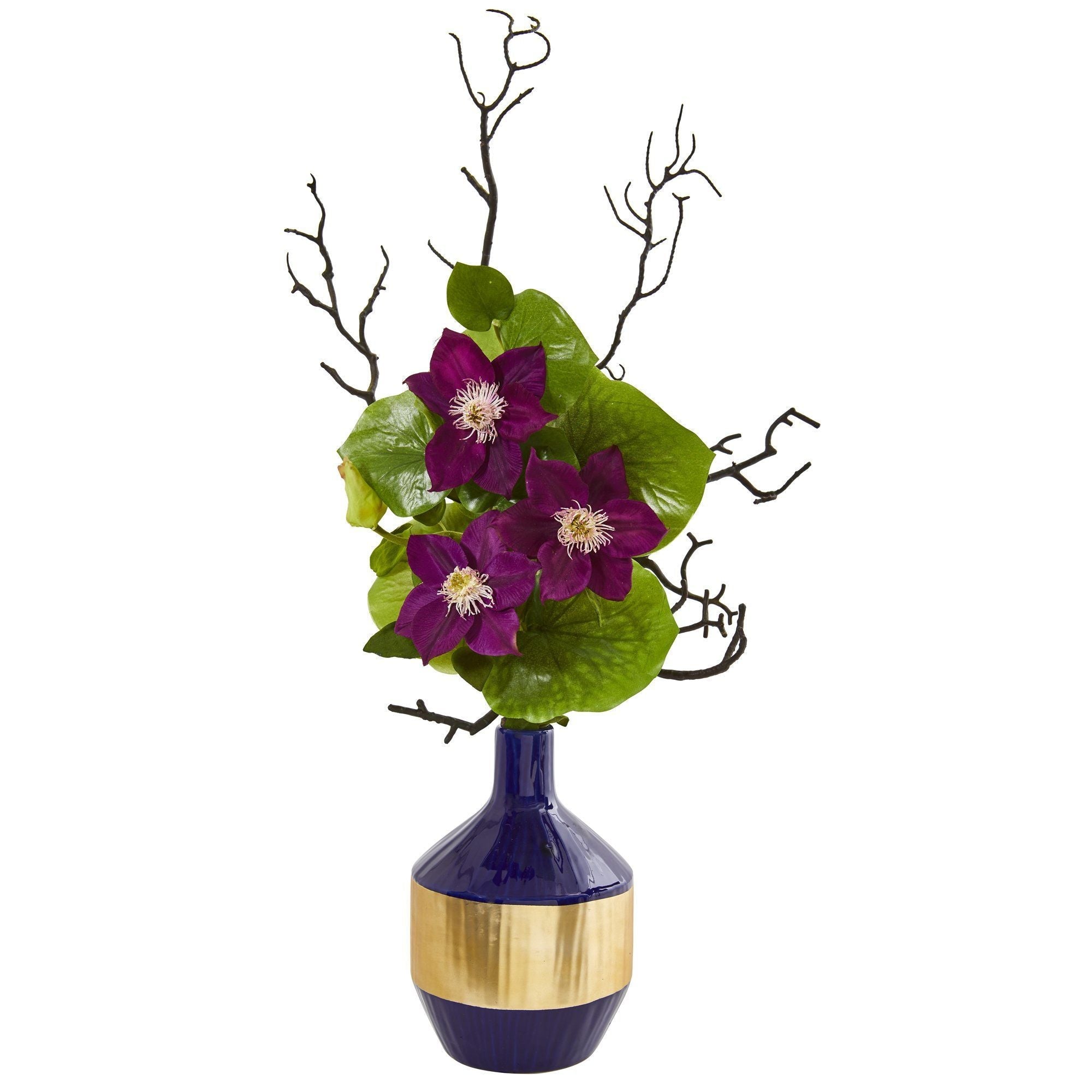 22” Anemone and Lotus Leaf Artificial Arrangement in Vase